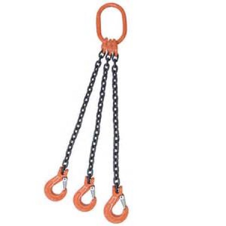 10mm 3 leg Grade 80 Chain Sling c/w Sling Hook