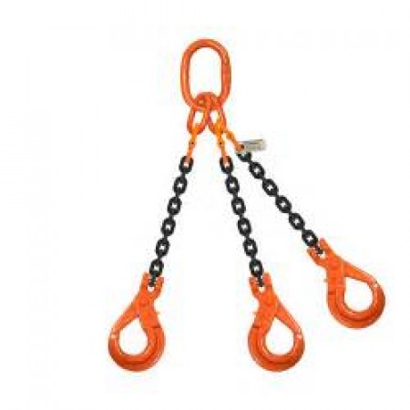 10mm 3 leg Grade 80 Chain Sling c/w Self Locking Hook